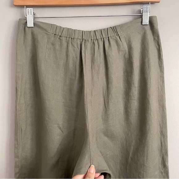 Animale Taupey Gray 100% Linen High Rise Wide Leg Cropped Pants - M - Picture 7 of 10